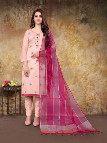 Looking This Designer Suits In Lovely Color.?Its Pretty Designer Embroidery Work Top Is Banarasi Based Paired Bottom Santoon With Banarasi Fabricated Dupatta Which Gives An Attractive To The Dress.