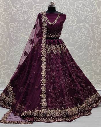 Attrective This Wedding Partywear Heavy Designer Lehenga Choli And Dupatta In Fine Color Fabricated On Net Beautified With Heavy Attractive Designer Embroidery Work. 