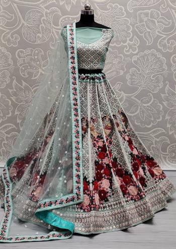 Attrective This Wedding Partywear Heavy Designer Lehenga Choli And Dupatta In Fine Color Fabricated On Net Beautified With Heavy Attractive Designer Embroidery Work. 