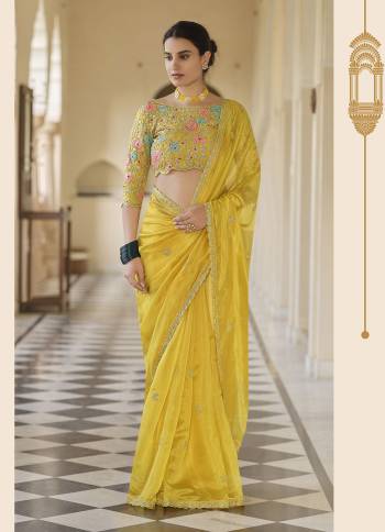 Attrective This Partywear Saree Are Fine Saree Paired With Blouse.This Saree Are Organza And Blouse Are Soft Net Based Fabric With Fancy Designer Embroidery Work. Buy This Pretty Saree Now.