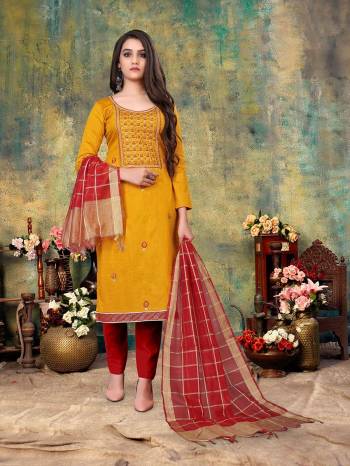 Looking Fine This Designer Suits In Lovely Color.?Its Pretty Designer Embroidery Work Top Is Glass Cotton Based Paired Bottom Semi Loan With Banarasi Fabricated Dupatta Which Gives An Attractive To The Dress.