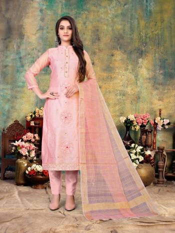 Looking Fine This Designer Suits In Lovely Color.?Its Pretty Designer Embroidery Work Top Is Modal Chanderi Based Paired Bottom Santoon With Fancy Fabricated Dupatta Which Gives An Attractive To The Dress.