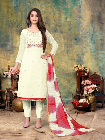 Looking Fine This Designer Suits In Lovely Color.?Its Pretty Designer Embroidery Work Top Is Modal Chanderi Based Paired Bottom Santoon With Fancy Fabricated Dupatta Which Gives An Attractive To The Dress.