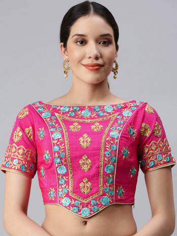 Designer This Readymade Blouse In Fine Color Fabricated On Art Silk Beautified With Fancy Embroidery Work. It Is Light In Weight And Easy To Carry All Day Long. 