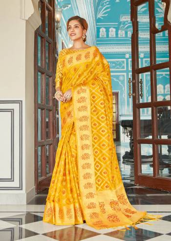 Attrective This Traditional Saree Are Fine Saree Paired With Blouse.This Saree And Blouse Are Organza Based Fabric With Heavy Wevon Designer Work. Buy This Pretty Saree Now.