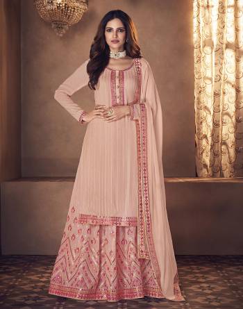 Attrective Look This Designer Long Length Readymade Suit In Lovely Color.Its Pretty Heavy Designer Mirror Thread Embroidery Work Top Is Georgette Based Paired With Georgette Bottom And Chinon Fabricated Dupatta Which Gives An Attractive To The Suit.