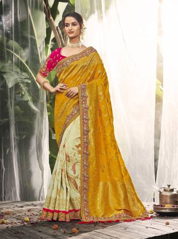 Adorn The Pretty Angelic Look Wearing This Heavy Designer Wevon And  Embroidery Work Saree In Fine Color Paired With Blouse. This Saree Are Viscose And Blouse Is Fabricated On Art Silk Paired. Its Pretty Color Pallete Will Give An Attractive Look To Your Personality. 