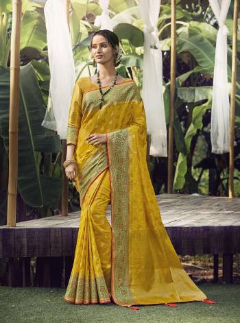 Garb This Pretty Angelic Look Wearing This Heavy Designer Wevon Work Saree In Fine Color Paired With Blouse. This Saree And Blouse Is Fabricated On Silk Paired. Its Pretty Color Pallete Will Give An Attractive Look To Your Personality. 