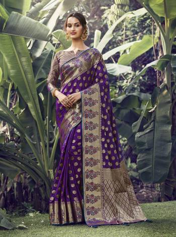 Garb This Pretty Angelic Look Wearing This Heavy Designer Wevon Work Saree In Fine Color Paired With Blouse. This Saree And Blouse Is Fabricated On Silk Paired. Its Pretty Color Pallete Will Give An Attractive Look To Your Personality. 