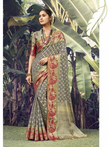 Garb This Pretty Angelic Look Wearing This Heavy Designer Wevon Work Saree In Fine Color Paired With Blouse. This Saree And Blouse Is Fabricated On Silk Paired. Its Pretty Color Pallete Will Give An Attractive Look To Your Personality. 