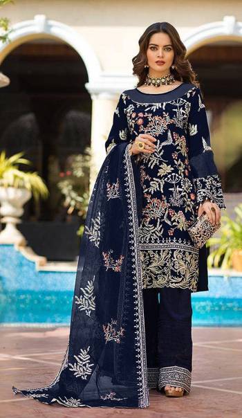 Garb This Designer Pakistani Suit In Lovely Color.Its Pretty Heavy Designer Thread,Jari Embroidery Work Top Is Faux Georgette Based Paired With Santoon Bottom And Naznin Fabricated Dupatta Which Gives An Attractive To The Suit.