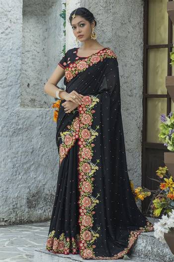  Attrective Look This Fastival Saree Are Fine Saree Paired With Blouse.This Saree And Blouse Are Fancy Art Silk Based Fabric With Designer Thread Embroidery And Stone Work With Blouse. Buy This Pretty Saree Now.