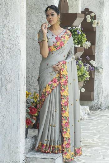  Attrective Look This Fastival Saree Are Fine Saree Paired With Blouse.This Saree And Blouse Are Fancy Art Silk Based Fabric With Designer Thread Embroidery And Stone Work With Blouse. Buy This Pretty Saree Now.