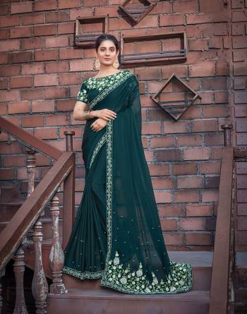 Looking This Stylist Partywear Saree Are Fine Saree Paired With Blouse.This Saree Silk Georgette Blouse Are Raw Silk Fabric With Heavy Designer Embroidery Work. Buy This Pretty Saree Now.