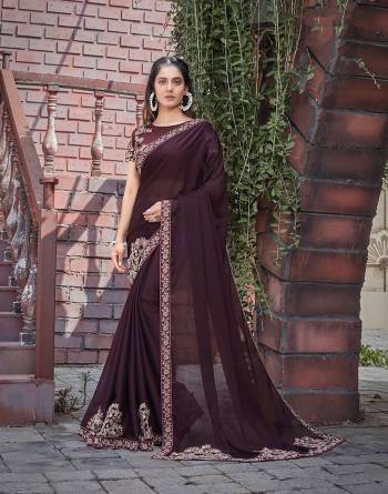 Looking This Stylist Partywear Saree Are Fine Saree Paired With Blouse.This Saree Silk Georgette And Blouse Are Raw Silk Fabric With Heavy Designer Embroidery Work. Buy This Pretty Saree Now.