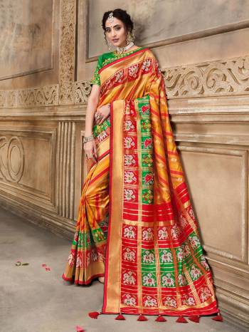 Garb This Pretty Angelic Patan Patola Look Wearing This Heavy Designer Resham Mirror Khatli And Cut Dana Work Saree In Fine Color Paired With 2 Blouse. This Saree And Blouse Is Fabricated On Silk Paired. Its Attractive Look To Your Personality. 