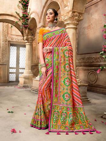 Garb This Pretty Angelic Patan Patola Look Wearing This Heavy Designer Resham Mirror Khatli And Cut Dana Work Saree In Fine Color Paired With 2 Blouse. This Saree And Blouse Is Fabricated On Silk Paired. Its Attractive Look To Your Personality. 