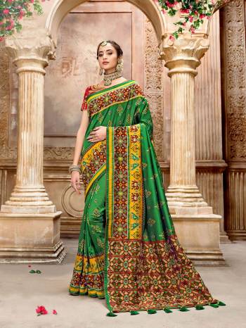 Garb This Pretty Angelic Patan Patola Look Wearing This Heavy Designer Resham Mirror Khatli And Cut Dana Work Saree In Fine Color Paired With 2 Blouse. This Saree And Blouse Is Fabricated On Silk Paired. Its Attractive Look To Your Personality. 