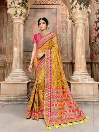 Garb This Pretty Angelic Patan Patola Look Wearing This Heavy Designer Resham Mirror Khatli And Cut Dana Work Saree In Fine Color Paired With 2 Blouse. This Saree And Blouse Is Fabricated On Silk Paired. Its Attractive Look To Your Personality. 