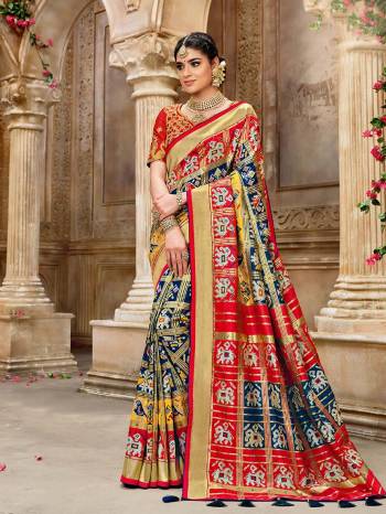 Garb This Pretty Angelic Patan Patola Look Wearing This Heavy Designer Resham Mirror Khatli And Cut Dana Work Saree In Fine Color Paired With 2 Blouse. This Saree And Blouse Is Fabricated On Silk Paired. Its Attractive Look To Your Personality. 