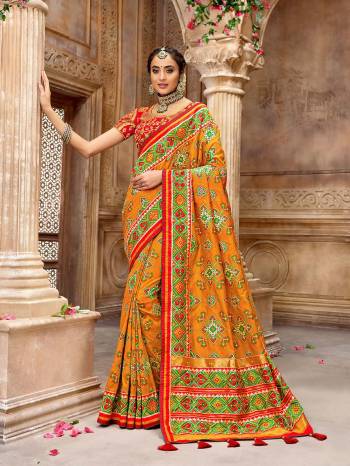 Garb This Pretty Angelic Patan Patola Look Wearing This Heavy Designer Resham Mirror Khatli And Cut Dana Work Saree In Fine Color Paired With 2 Blouse. This Saree And Blouse Is Fabricated On Silk Paired. Its Attractive Look To Your Personality. 