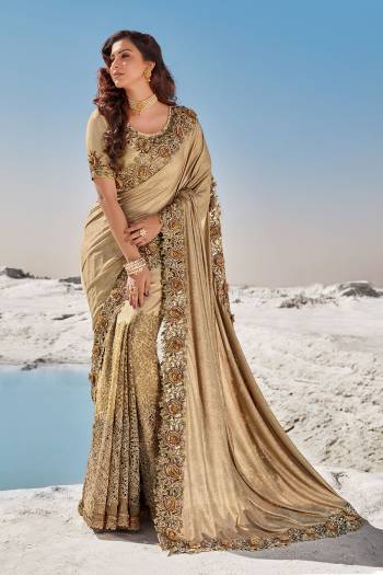 Attrective This Pretty Angelic Look Wearing This Partywear Heavy Designer Fancy Flower And Hand Work Saree With Blouse. This Saree Are Inported And Blouse Is Turkey Silk Fabricated Paired. Its Pretty Attractive Look To Your Personality. 