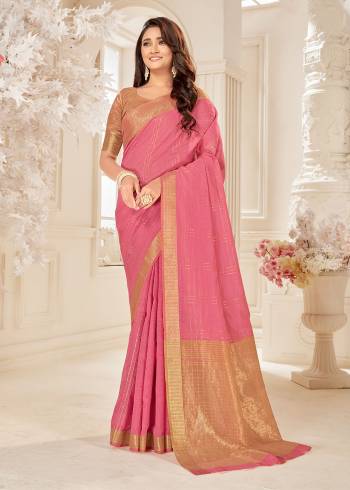 Garb This Attrective Partywear Saree Are Fine Saree Paired With Blouse.This Saree And Blouse Are Cotton Silk Based Fabric With Designer Weaving Work. Buy This Pretty Saree Now.