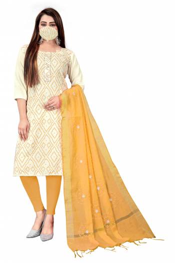 Attrective This Suits In Lovely Color.?Its Pretty Top Is Slub Cotton Printed Based Paired Bottom Cotton With Batterfly Chanderi Fabricated Dupatta Are Embroidery Work. Which Gives An Attractive To The Dress.