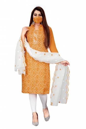 Attrective This Suits In Lovely Color.?Its Pretty Top Is Slub Cotton Printed Based Paired Bottom Cotton With Batterfly Kota Chex Fabricated Dupatta Are Embroidery Work. Which Gives An Attractive To The Dress.