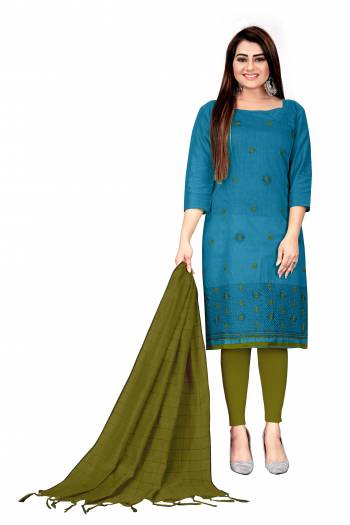 Looking This Suits In Lovely Color.?Its Pretty Top Is Banarasi Cotton Based Paired Bottom Cotton With Art Banarasi Jacquard Fabricated Dupatta Are Embroidery Work. Which Gives An Attractive To The Dress.