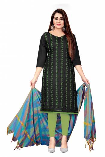 Attrective This Suits In Lovely Color.?Its Pretty Top Is Slub Cotton Based Paired Bottom Cotton With Batterfly Rainbow Banarasi Fabricated Dupatta Are Embroidery Work. Which Gives An Attractive To The Dress.