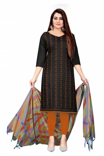 Attrective This Suits In Lovely Color.?Its Pretty Top Is Slub Cotton Based Paired Bottom Cotton With Batterfly Rainbow Banarasi Fabricated Dupatta Are Embroidery Work. Which Gives An Attractive To The Dress.