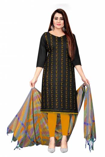Attrective This Suits In Lovely Color.?Its Pretty Top Is Slub Cotton Based Paired Bottom Cotton With Batterfly Rainbow Banarasi Fabricated Dupatta Are Embroidery Work. Which Gives An Attractive To The Dress.