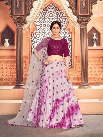 Looking This Partywear Heavy Designer Choli Fabric Are Art Silk And Lahenga Cotton And Dupatta Net In Fabricated Beautified With Attrective Sebori Printed,Thread,Sequance Embroidery Work. 