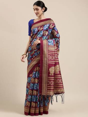 Garb This Traditional Saree Are Fine Saree Paired With Blouse.This Saree And Blouse Are Art Silk Based Fabric With Designer Printed Work. Buy This Pretty Saree Now.
