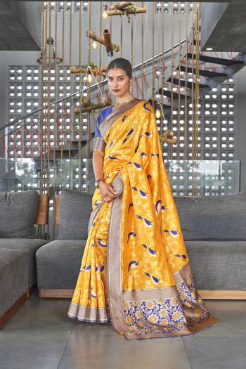 Stylist This Traditional Saree Are Fine Saree Paired With Blouse.This Saree And Blouse Are Art Silk Based Fabric With Heavy Jacquard Designer Work. Buy This Pretty Saree Now.