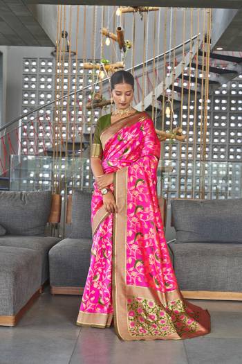 Stylist This Traditional Saree Are Fine Saree Paired With Blouse.This Saree And Blouse Are Art Silk Based Fabric With Heavy Jacquard Designer Work. Buy This Pretty Saree Now.