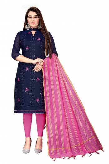 Looking This Suits In Lovely Color.?Its Pretty Top Is Chanderi Based Paired Bottom Santoon With Batterfly Banarasi Jacquard Fabricated Dupatta Are Embroidery Work. Which Gives An Attractive To The Dress.