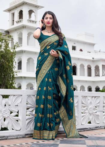 Looking This Stylist Partywear Saree Are Fine Saree Paired With Blouse.This Saree And Blouse Are Silk Fabric With Heavy Designer Wevon Work. Buy This Pretty Saree Now.