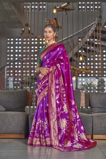 Garb This Traditional Saree Are Fine Saree Paired With Blouse.This Saree And Blouse Are Art Silk Based Fabric With Heavy Jacquard Designer Work. Buy This Pretty Saree Now.