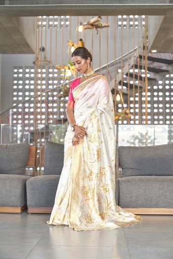 Garb This Traditional Saree Are Fine Saree Paired With Blouse.This Saree And Blouse Are Art Silk Based Fabric With Heavy Jacquard Designer Work. Buy This Pretty Saree Now.