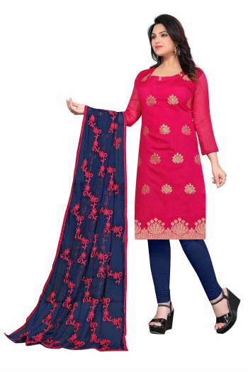 Looking This Suits In Lovely Color.?Its Pretty Top Is Banarasi Jacquard Based Paired Bottom Cotton With Batterfly Banarasi And Naznin Fabricated Dupatta Are Wevon And Embroidery Work. Which Gives An Attractive To The Dress.