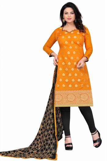 Looking This Suits In Lovely Color.?Its Pretty Top Is Banarasi Jacquard Based Paired Bottom Cotton With Batterfly Banarasi And Naznin Fabricated Dupatta Are Wevon And Embroidery Work. Which Gives An Attractive To The Dress.