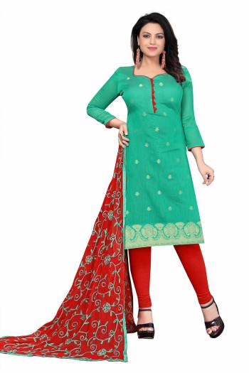 Looking This Suits In Lovely Color.?Its Pretty Top Is Banarasi Jacquard Based Paired Bottom Cotton With Batterfly Banarasi And Naznin Fabricated Dupatta Are Wevon And Embroidery Work. Which Gives An Attractive To The Dress.