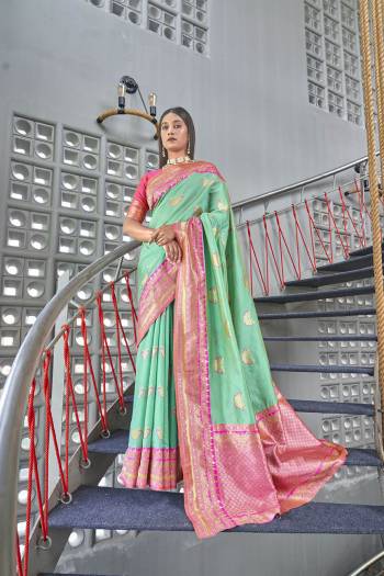 Stylist This Partywear Saree Are Fine Saree Paired With Blouse.This Saree And Blouse Are Art Silk Based Fabric With Heavy Jacquard Designer Work. Buy This Pretty Saree Now.