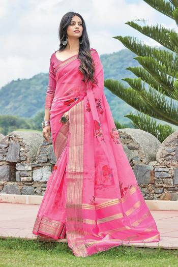 Attrective This Traditional Saree Are Fine Saree Paired With Blouse.This Saree And Blouse Are Organza Based Fabric With Wevon Designer With Digital Printed. Buy This Pretty Saree Now.