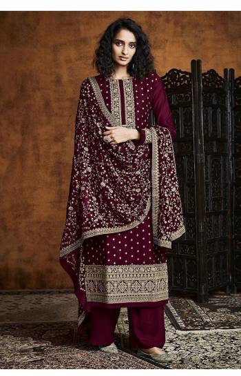 Garb This Designer Pakistani Suit In Lovely Color.Its Pretty Heavy Designer Sequance Embroidery Work Top Is Faux Georgette Based Paired With Santoon Bottom And Faux Georgette Fabricated Dupatta Which Gives An Attractive To The Suit.