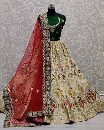 Look Attrective This Wedding Partywear Heavy Designer Lehenga Choli And Dupatta In Fine Color Fabricated On Silk Beautified With Heavy Attractive Embroidery And Zarkan Stone Work. 