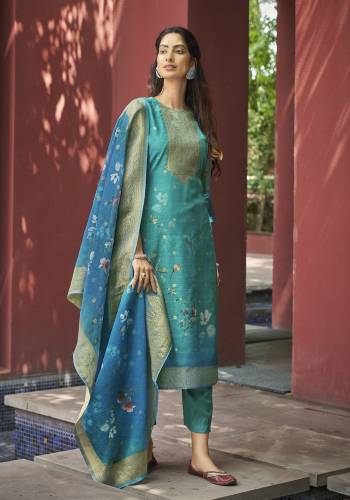 Looking This Designer Suits In Lovely Color.?Its Pretty Designer Wevon With Digital Printed And Hand Work Top Is Chanderi Based Paired Bottom Viscose With Chanderi Fabricated Dupatta Which Gives An Attractive To The Dress.