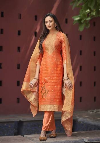 Looking This Designer Suits In Lovely Color.?Its Pretty Designer Wevon With Digital Printed And Hand Work Top Is Chanderi Based Paired Bottom Viscose With Chanderi Fabricated Dupatta Which Gives An Attractive To The Dress.